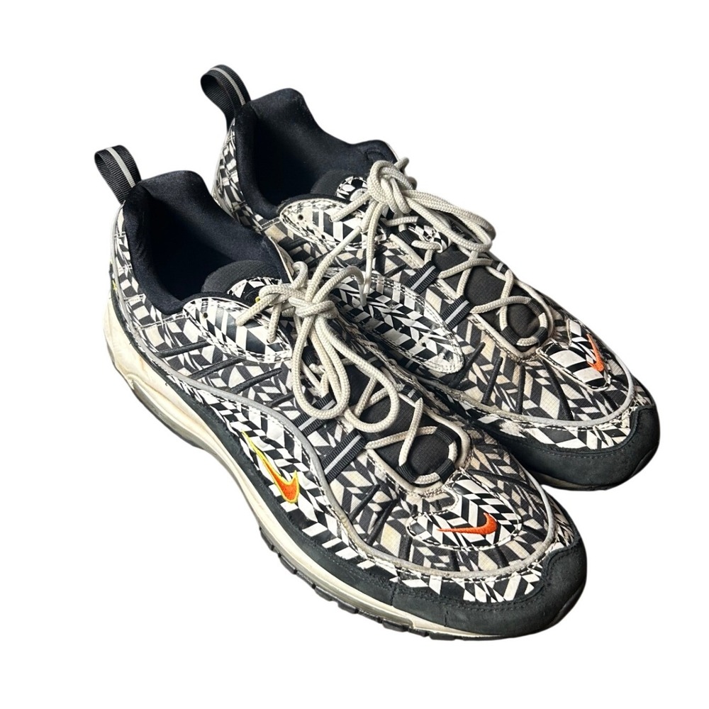 Nike Air Max 98 Sz 14 AQ4130 100 Geometric Print Running Shoes Sneakers Athletic